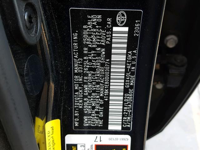 4T1BK1EB0DU030774 - 2013 TOYOTA AVALON BAS Qara foto 10