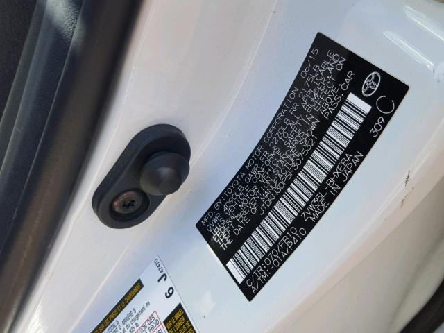 JTDKN3DP5F3075321 - 2015 TOYOTA PRIUS PLUG WHITE photo 10