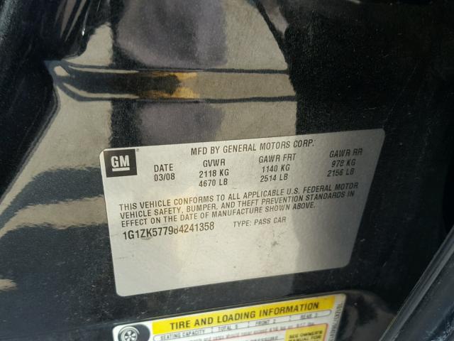 1G1ZK577984241358 - 2008 CHEVROLET MALIBU LTZ 黑色 照片 10