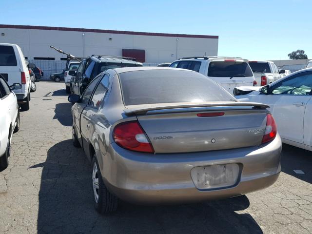 1B3ES26C72D550189 - 2002 DODGE NEON GOLD photo 3