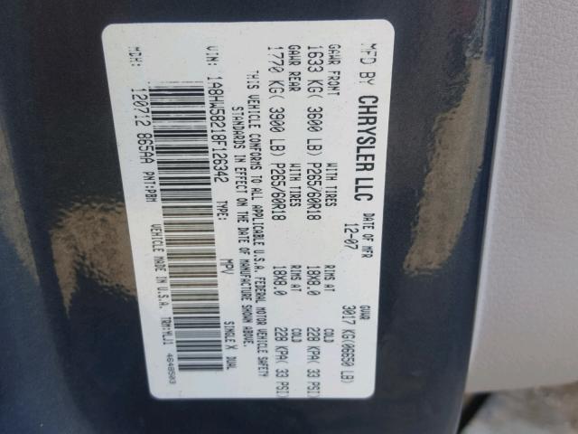 1A8HW58218F126342 - 2008 CHRYSLER ASPEN LIMI 蓝色 照片 10