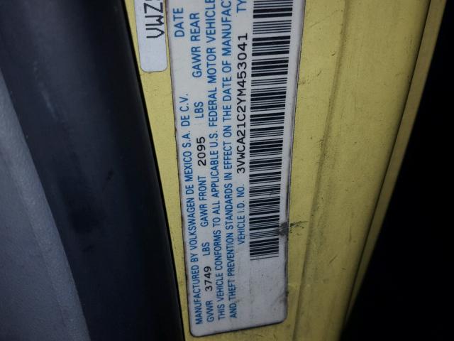 3VWCA21C2YM453041 - 2000 VOLKSWAGEN NEW BEETLE 黄色 照片 10