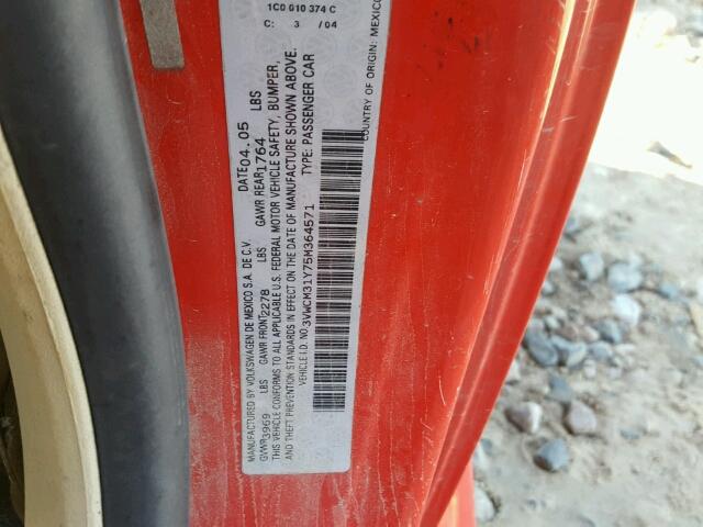 3VWCM31Y75M364571 - 2005 VOLKSWAGEN NEW BEETLE Qırmızı foto 10