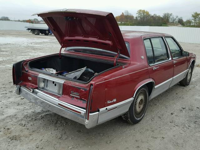 1G6CD53B1P4315021 - 1993 CADILLAC DEVILLE RED photo 4