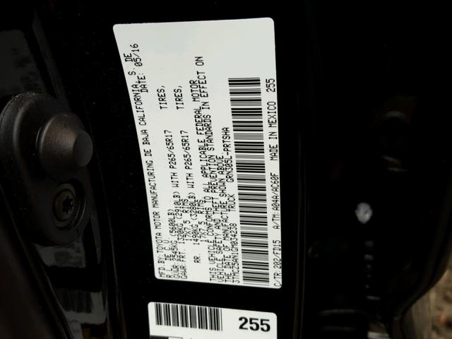 3TMCZ5AN1GM034238 - 2016 TOYOTA TACOMA DOU BLACK photo 10