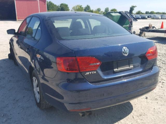 3VW1K7AJ3DM439238 - 2013 VOLKSWAGEN JETTA BASE BLUE photo 3