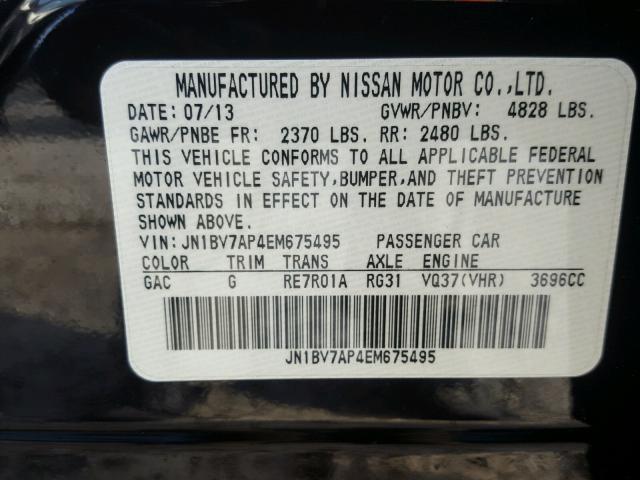 JN1BV7AP4EM675495 - 2014 INFINITI Q50 BASE Negro foto 10