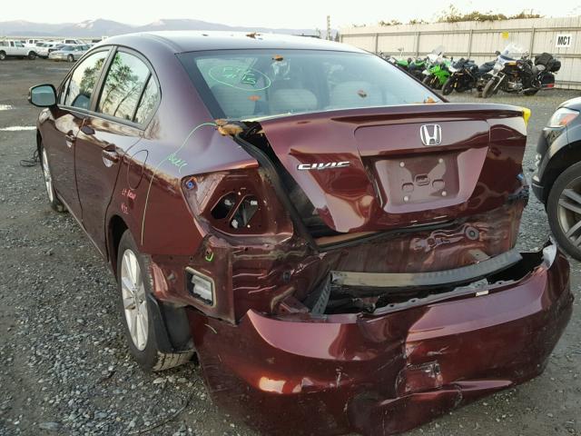 2HGFB2F85CH580425 - 2012 HONDA CIVIC EX BURGUNDY photo 3