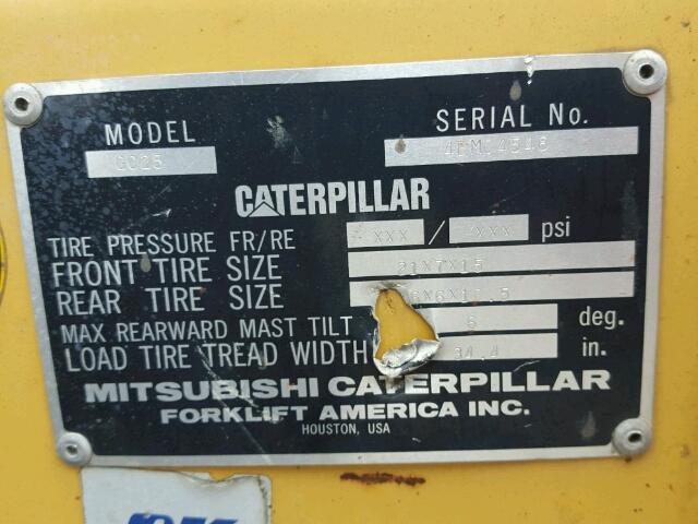 4EM04546 - 1996 CATERPILLAR FORKLIFT YELLOW photo 10