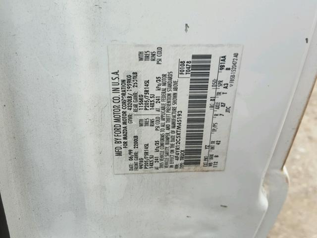 4F4YR12C5XTM45193 - 1999 MAZDA B2500 WHITE photo 10