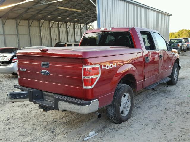 1FTFW1ET4DKE99378 - 2013 FORD F150 SUPER RED photo 4