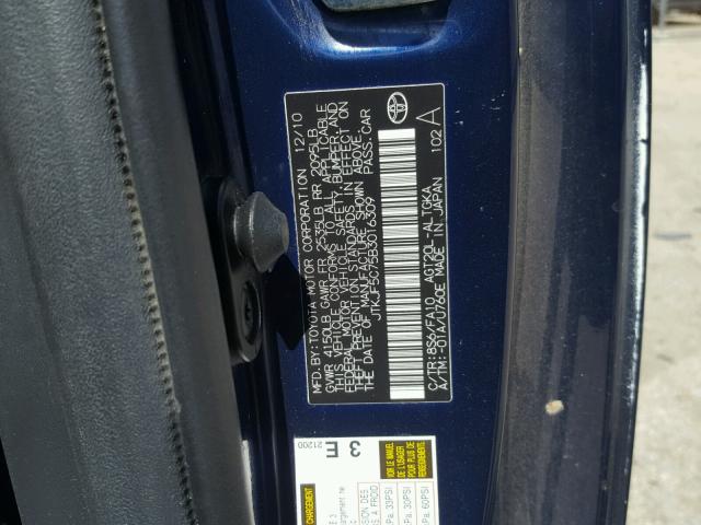 JTKJF5C75B3016309 - 2011 TOYOTA SCION TC 蓝色 照片 10