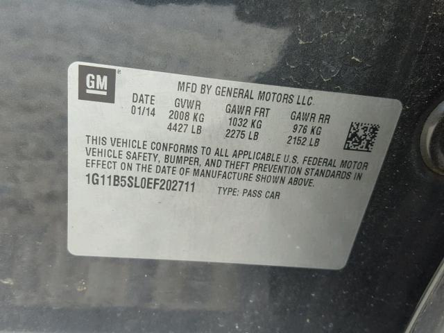 1G11B5SL0EF202711 - 2014 CHEVROLET MALIBU LS 灰色 照片 10