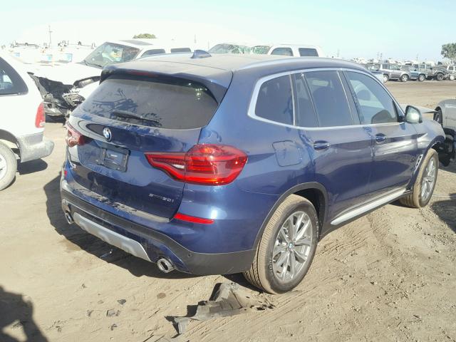 5UXTR7C50KLF25243 - 2019 BMW X3 SDRIVE3 BLUE photo 4