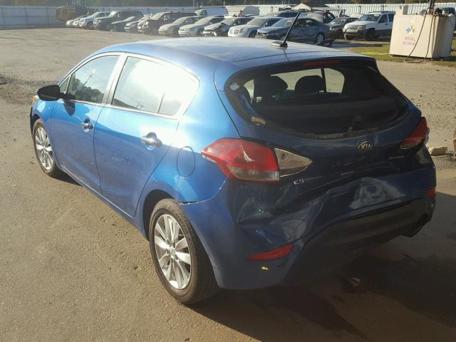 KNAFX5A82E5163358 - 2014 KIA FORTE EX BLUE photo 3