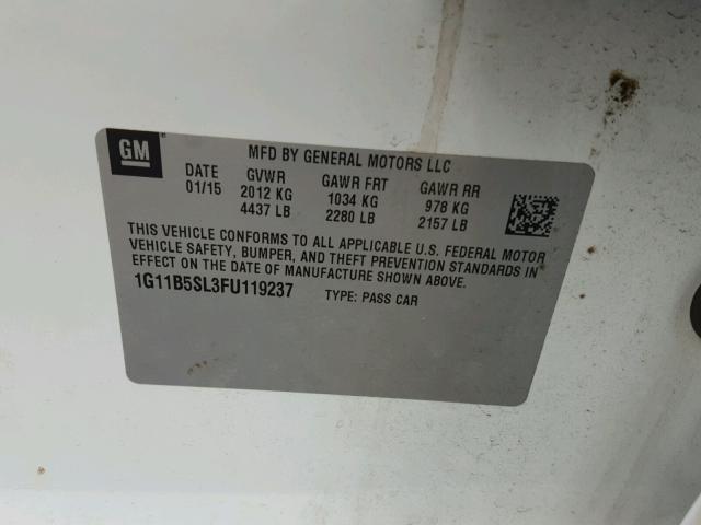 1G11B5SL3FU119237 - 2015 CHEVROLET MALIBU LS WHITE photo 10