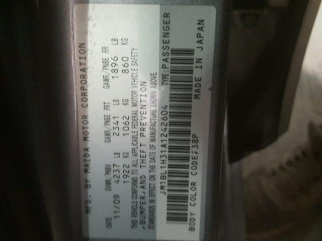 JM1BL1H31A1242604 - 2010 MAZDA SPEED 3 银色 照片 10