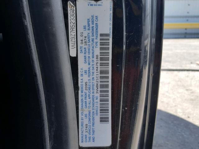 3VWBK21C11M475188 - 2001 VOLKSWAGEN NEW BEETLE Qara foto 10