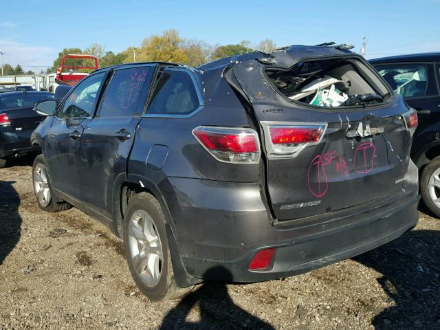 5TDDKRFH5ES033514 - 2014 TOYOTA HIGHLANDER GRAY photo 3