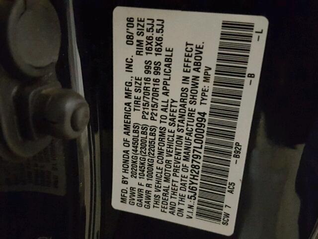 5J6YH28797L000994 - 2007 HONDA ELEMENT EX BLACK photo 10