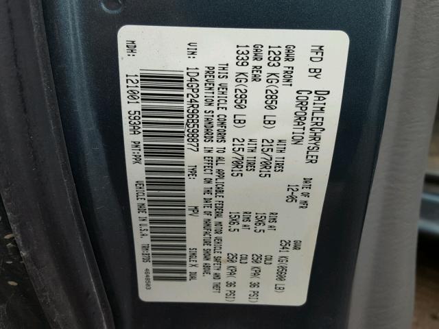 1D4GP24R96B598877 - 2006 DODGE GRAND CARA BLUE photo 10