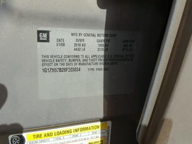 1G1ZH57B28F203834 - 2008 CHEVROLET MALIBU 1LT GOLD photo 10