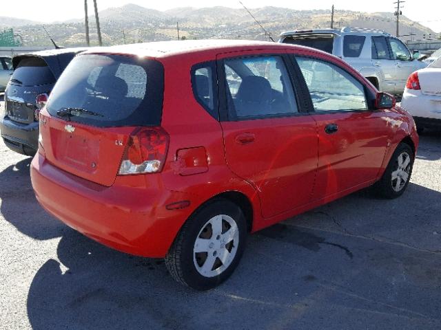 KL1TD66627B785420 - 2007 CHEVROLET AVEO BASE Կարմիր լուսանկար 4