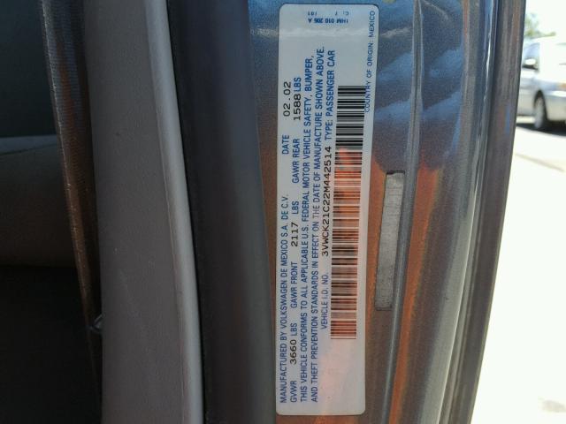 3VWCK21C22M442514 - 2002 VOLKSWAGEN NEW BEETLE 灰色 照片 10