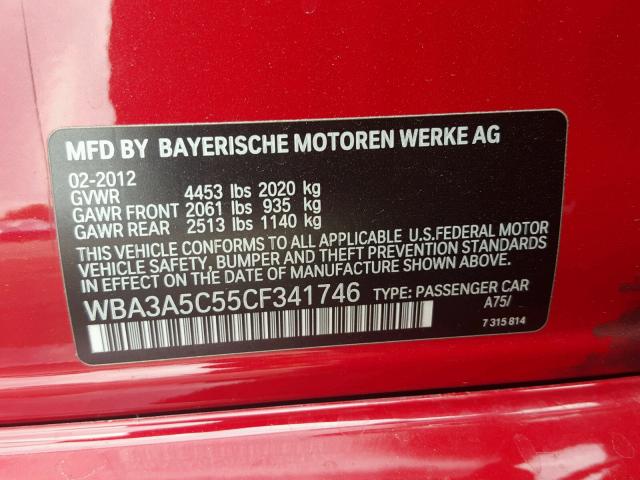 WBA3A5C55CF341746 - 2012 BMW 328 I RED photo 10