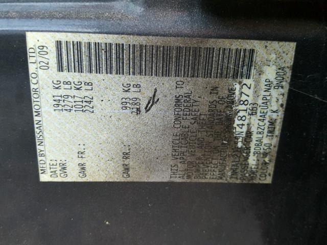 1N4AL21E59N481872 - 2009 NISSAN ALTIMA 2.5 CHARCOAL photo 10