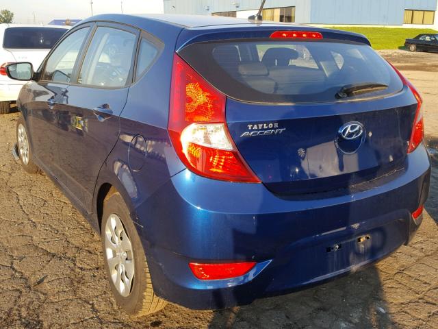 KMHCT5AE8GU252704 - 2016 HYUNDAI ACCENT SE BLUE photo 3