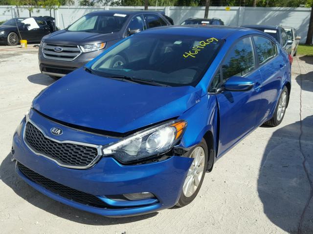 KNAFX4A83F5364648 - 2015 KIA FORTE EX BLUE photo 2