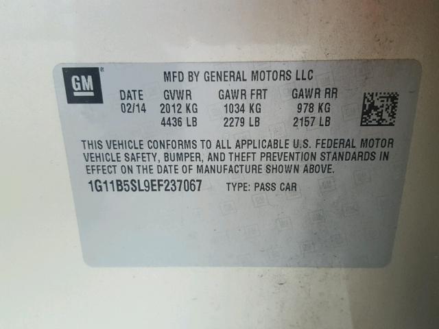 1G11B5SL9EF237067 - 2014 CHEVROLET MALIBU LS ბეჟი ფოტო 10