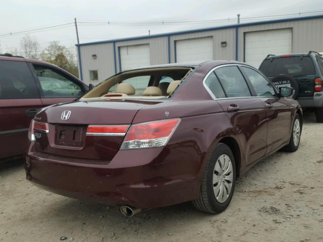 1HGCP2F38CA171388 - 2012 HONDA ACCORD LX BURGUNDY photo 4