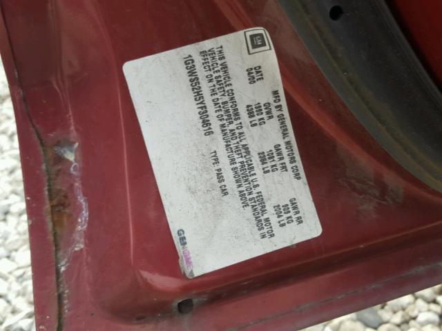 1G3WS52H5YF304616 - 2000 OLDSMOBILE INTRIGUE G RED photo 10