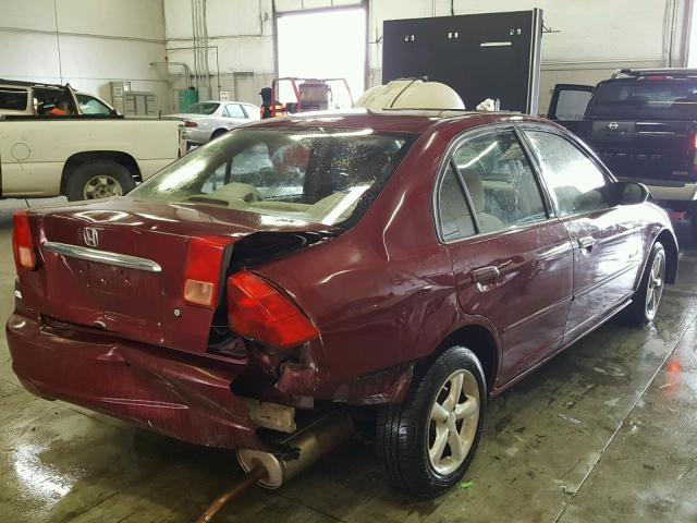 1HGES16502L023581 - 2002 HONDA CIVIC LX BURGUNDY photo 4