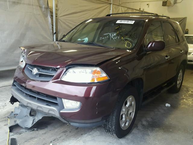 2HNYD18661H504081 - 2001 ACURA MDX TOURIN BURGUNDY photo 2