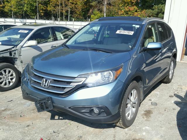 5J6RM3H7XDL004568 - 2013 HONDA CR-V EXL BLUE photo 2