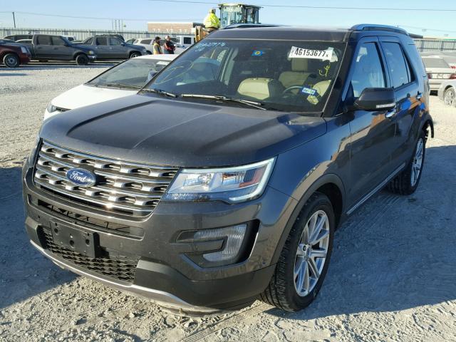 1FM5K7FH0HGD40320 - 2017 FORD EXPLORER L GRAY photo 2