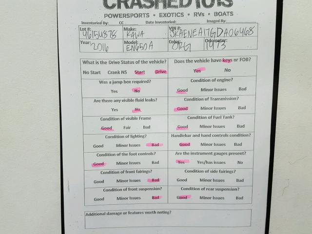 JKAENEA17GDA06468 - 2016 KAWASAKI EN650 A 橙色 照片 20