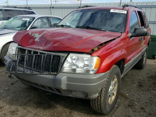 1J4GW38S62C215558 - 2002 JEEP GRAND CHER RED photo 2