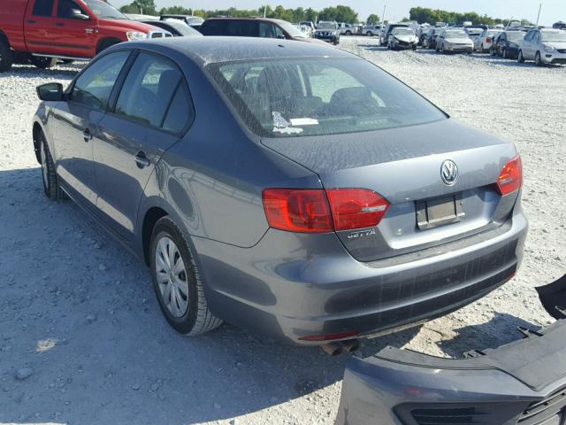 3VW2K7AJ9DM444478 - 2013 VOLKSWAGEN JETTA BASE GRAY photo 3