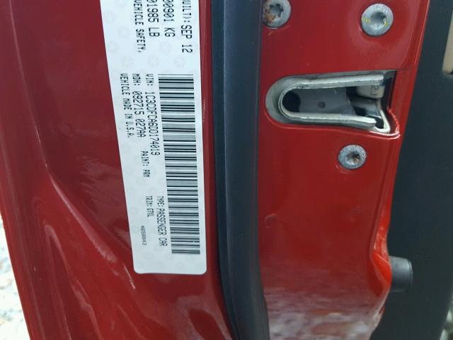 1C3CDFCA6DD174019 - 2013 DODGE DART LIMIT RED photo 10