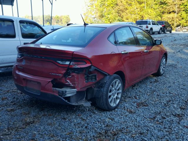 1C3CDFCA6DD174019 - 2013 DODGE DART LIMIT RED photo 4