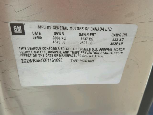 2G2WR554X61161093 - 2006 PONTIAC GRAND PRIX SILVER photo 10