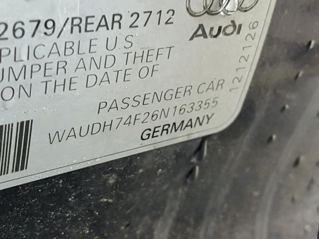 WAUDH74F26N163355 - 2006 AUDI A6 3.2 QUA BLUE photo 10