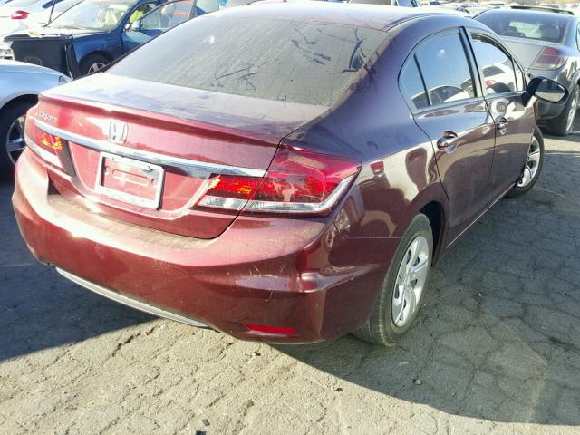 19XFB2F53FE703806 - 2015 HONDA CIVIC LX BURGUNDY photo 4