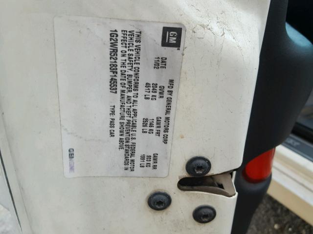 1G2WR52183F145537 - 2003 PONTIAC GRAND PRIX WHITE photo 10