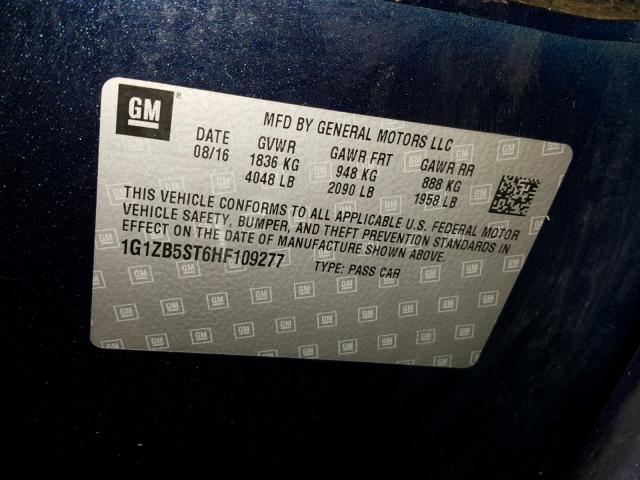 1G1ZB5ST6HF109277 - 2017 CHEVROLET MALIBU LS ლურჯი ფოტო 10