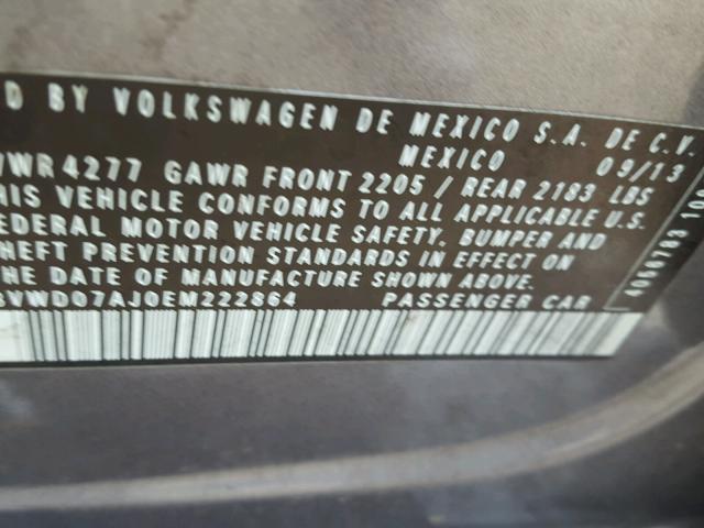 3VWD07AJ0EM222864 - 2014 VOLKSWAGEN JETTA SE SILVER photo 10